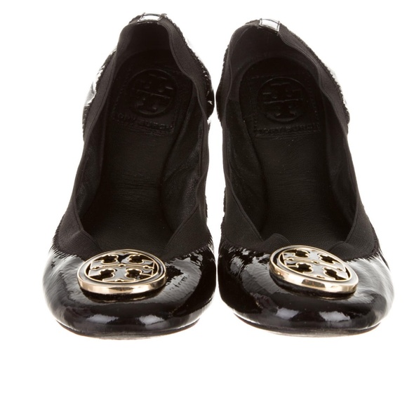 Tory Burch Black Patent Elastic Flats 7 - Picture 2 of 4